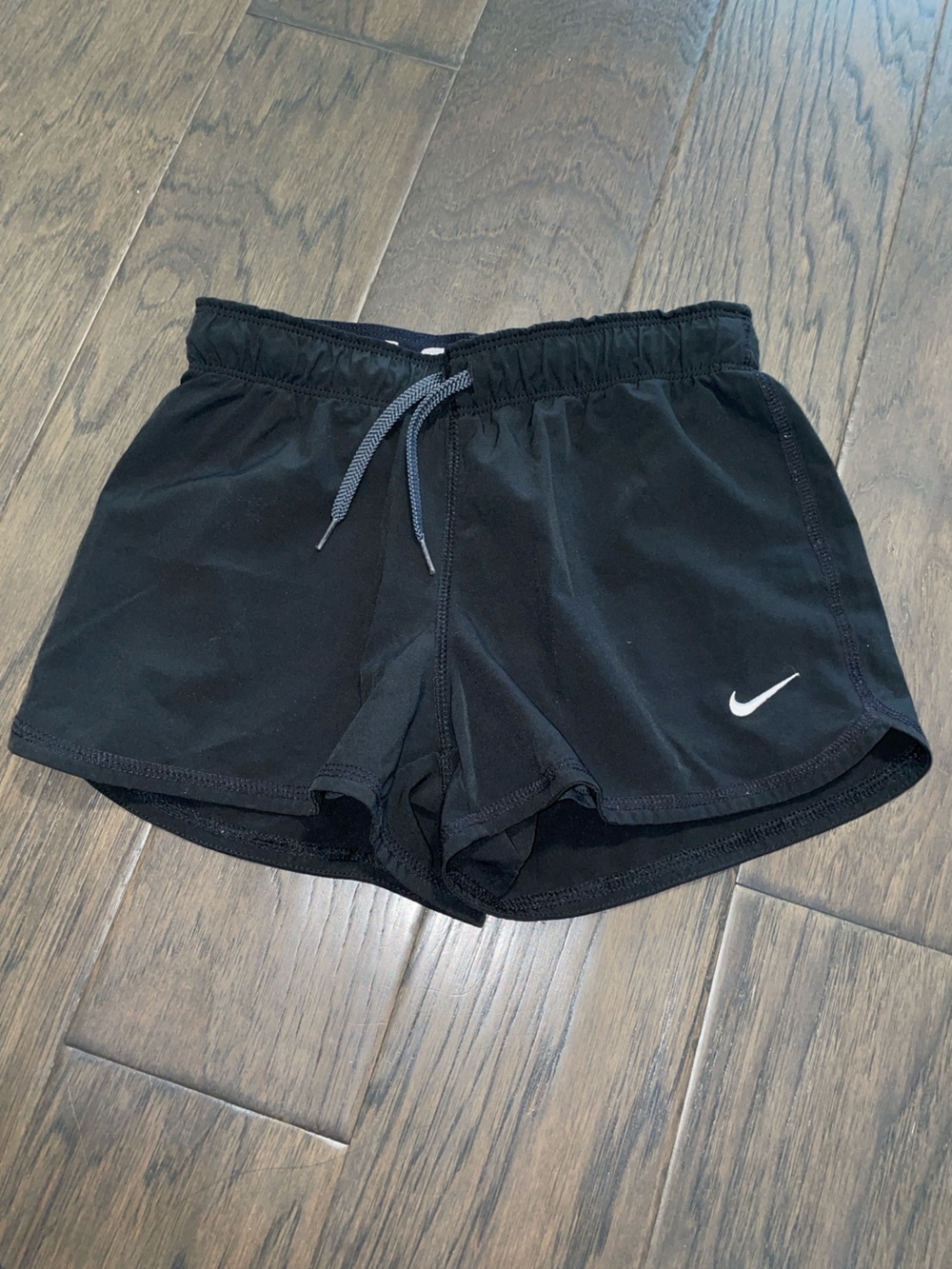 Nike Black Athletic Running Shorts with White Swoosh